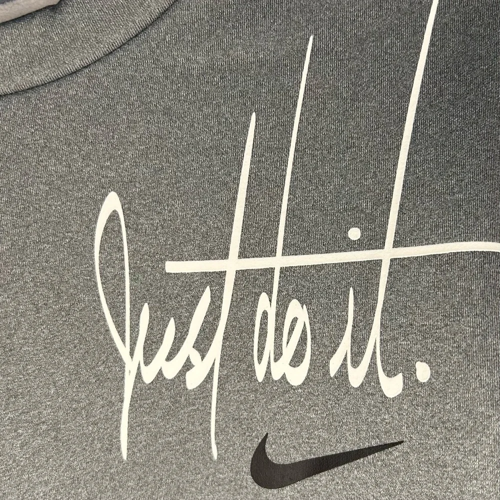 NIKE Just Do It Womens Gray Pullover Long Sleeve Pockets Sweatshirt Size Medium